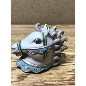 Carousel Horse Head Porcelain Bell Ornament Approx 3.5" Tall EUC